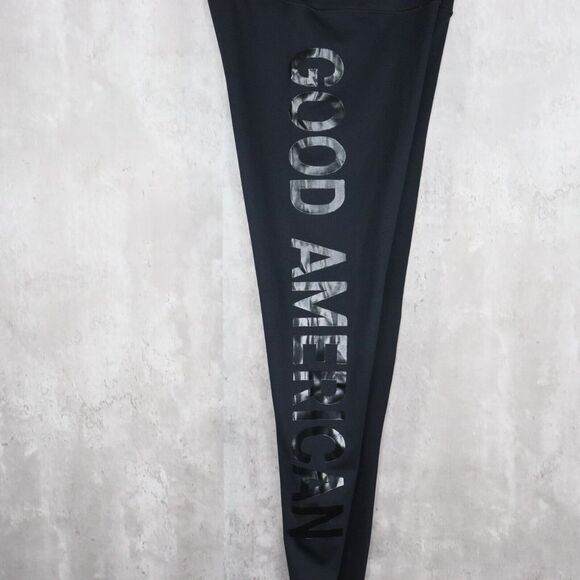 Good American Legging Womens Size 2 Black Spell Out Hi Rise Core Power Ankle‎ - Picture 7 of 8